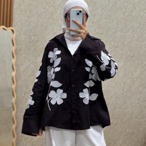 Long-sleeved shirt flowers bordir - AT42